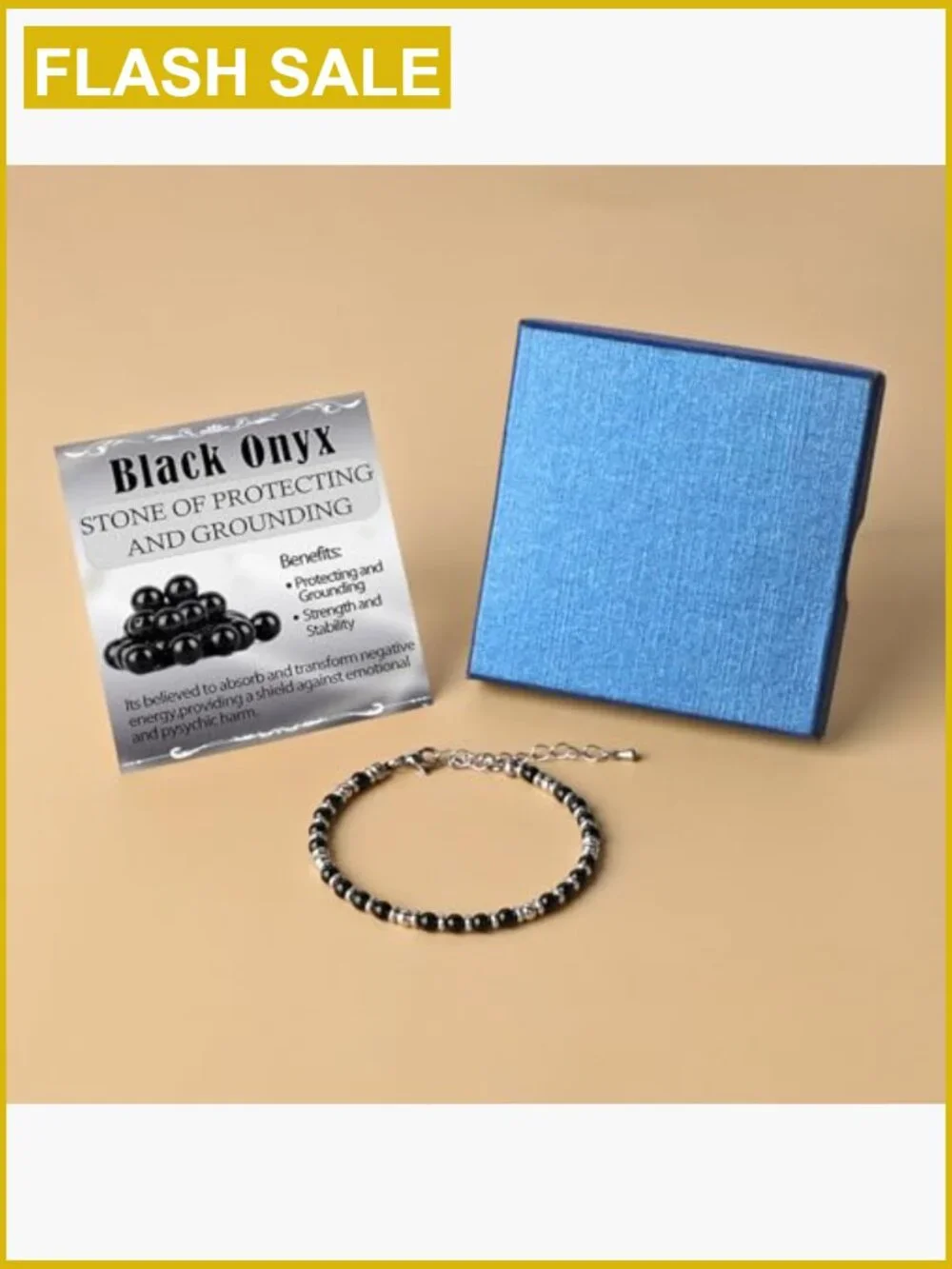 Natural Black Onyx Gemstone Stretch Bracelet